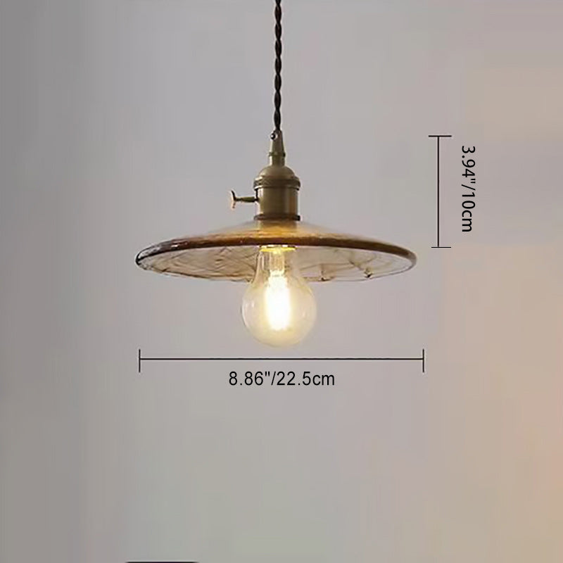 Lustre suspendu traditionnel vintage rond en bois avec abat-jour en verre et laiton à 1 lumière pour salon 