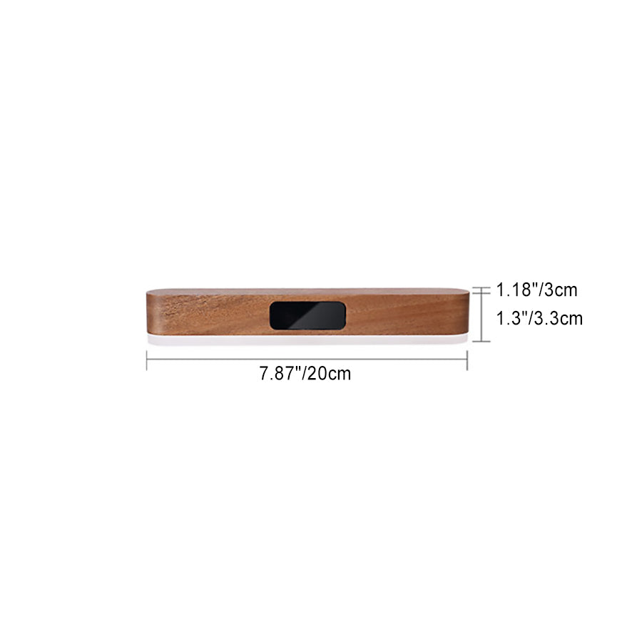 Moderne minimalistische wiederaufladbare rechteckige Uhr aus Massivholz Metall Kunststoff LED Wandleuchte für Schlafzimmer 