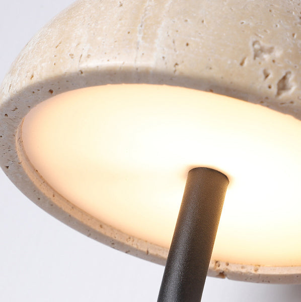 Applique murale LED en forme de champignon rond demi-rond traditionnel japonais avec cadre en bois travertin jaune et abat-jour en acrylique pour chambre à coucher 