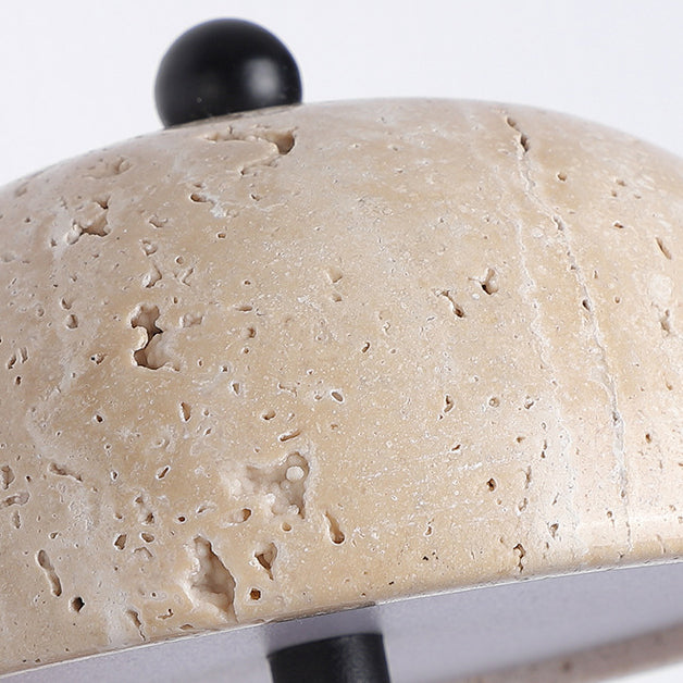 Applique murale LED en forme de champignon rond demi-rond traditionnel japonais avec cadre en bois travertin jaune et abat-jour en acrylique pour chambre à coucher 