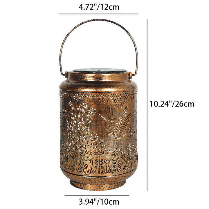 Lanterne cylindrique solaire étanche Art Déco moderne en fer avec LED pour l&
