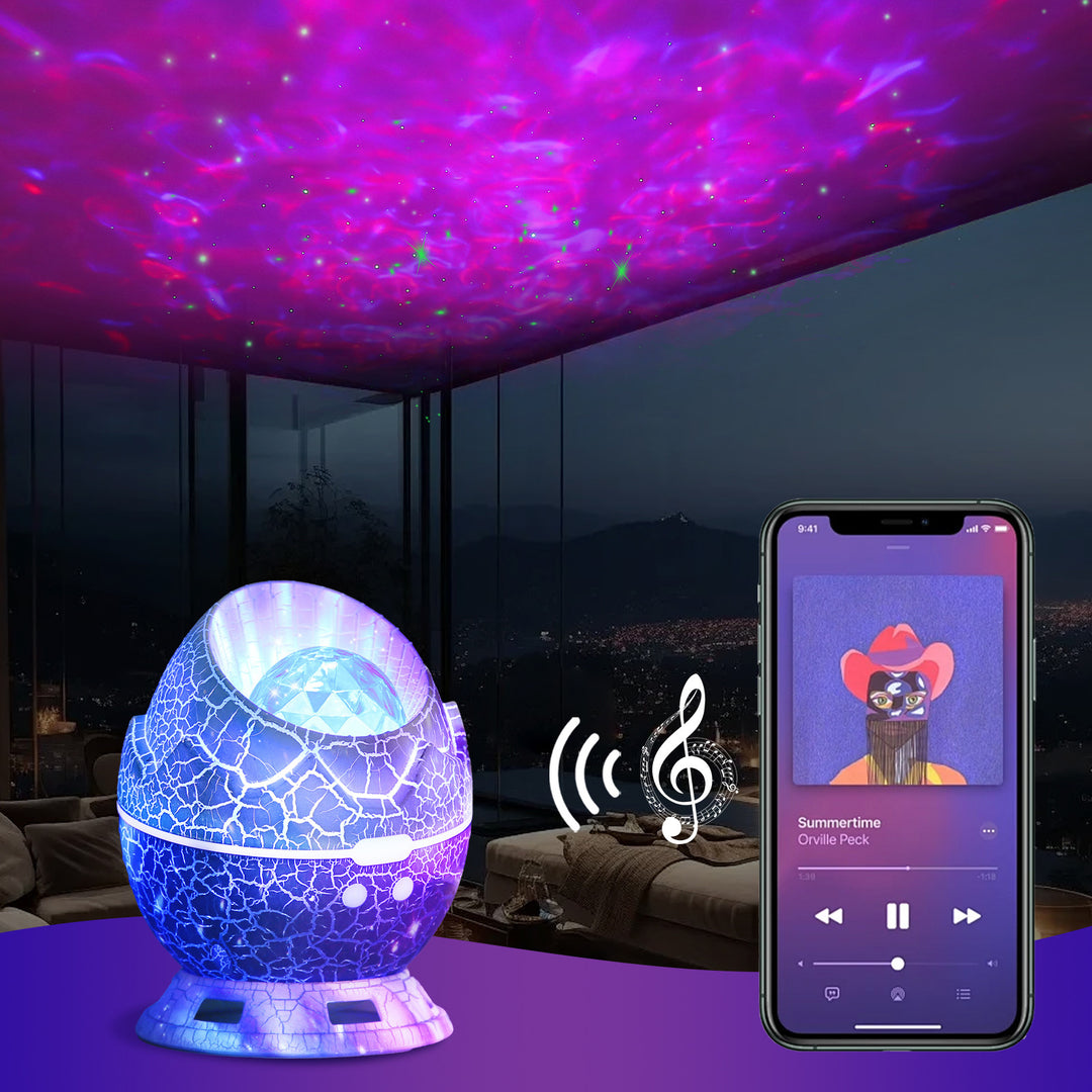 Moderne Art Deco Crackle Dinosaurier-Ei-Projektor ABS LED Tischlampe für das Schlafzimmer 