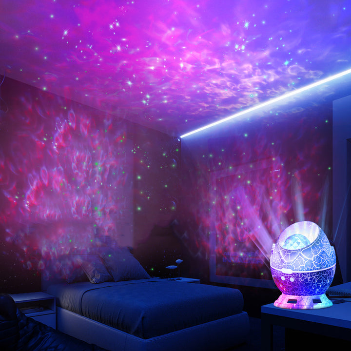 Moderne Art Deco Crackle Dinosaurier-Ei-Projektor ABS LED Tischlampe für das Schlafzimmer 