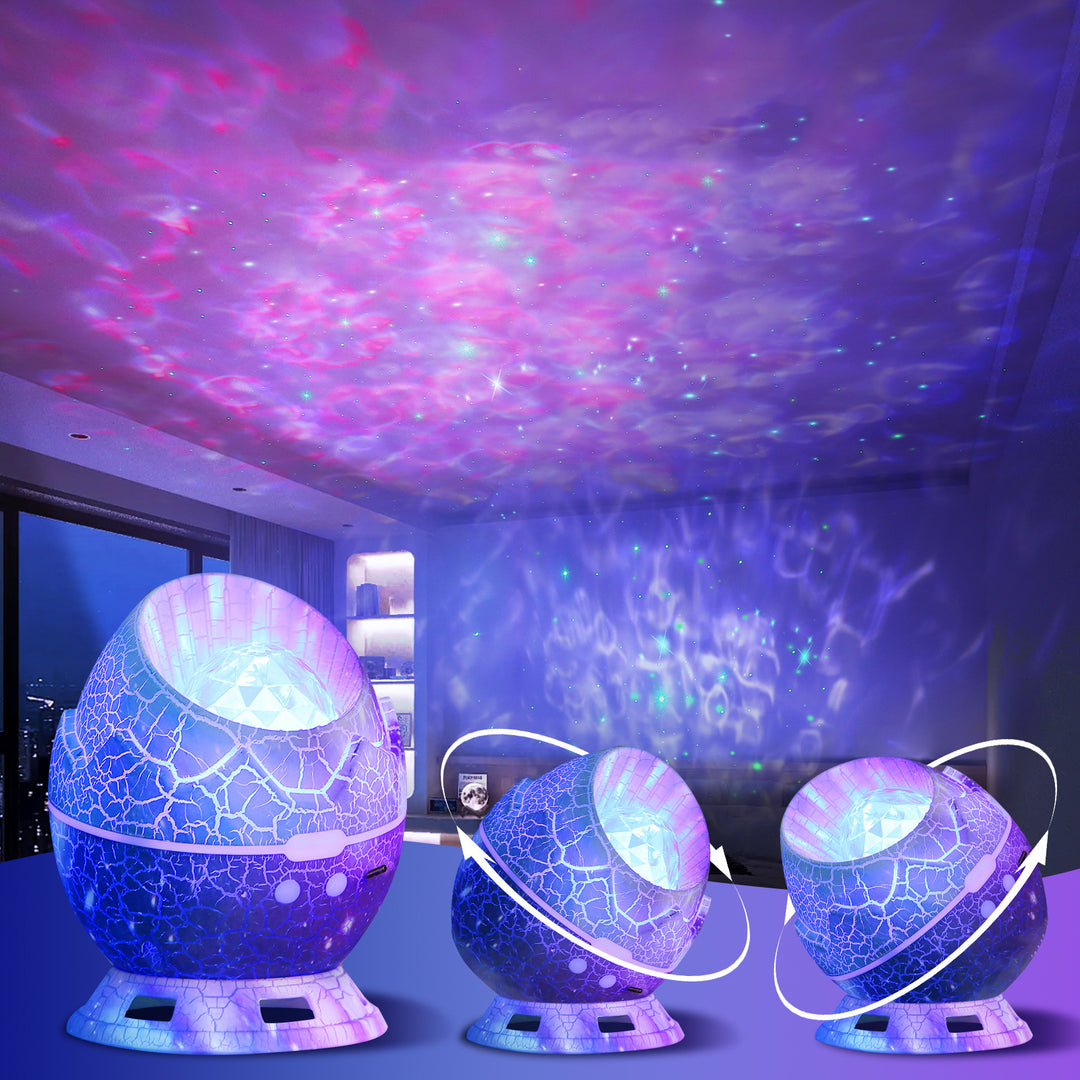 Moderne Art Deco Crackle Dinosaurier-Ei-Projektor ABS LED Tischlampe für das Schlafzimmer 