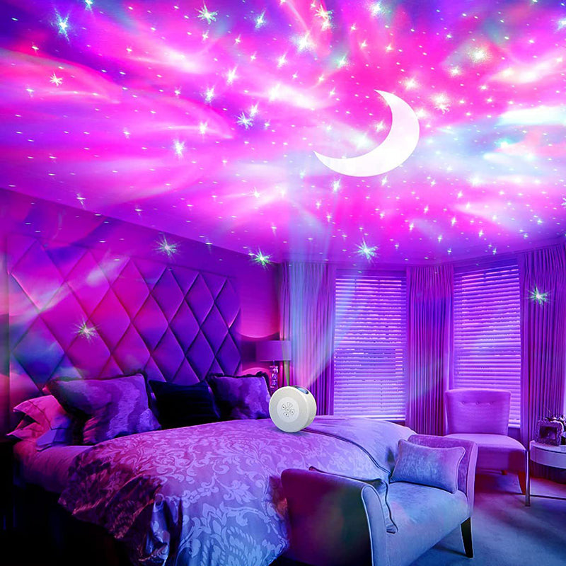 Zeitgenössische kreative runde Projektion Vollstern ABS LED Tischlampe für das Schlafzimmer 