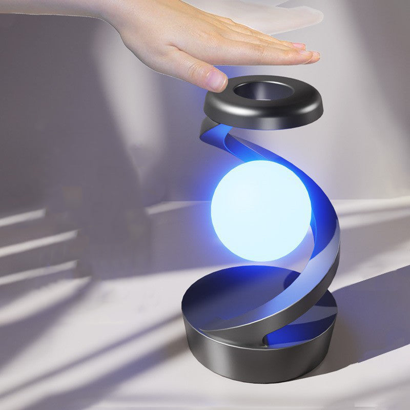 Lámpara de mesa LED giratoria con efecto flotante de esfera ABS, diseño creativo contemporáneo, para dormitorio 