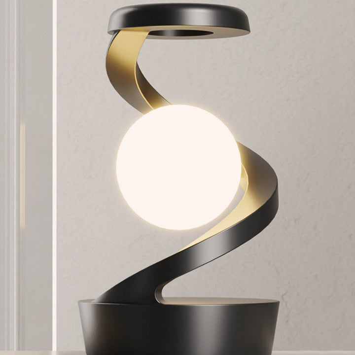 Lámpara de mesa LED giratoria con efecto flotante de esfera ABS, diseño creativo contemporáneo, para dormitorio 