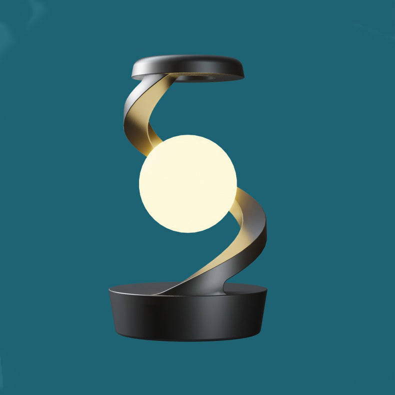 Lámpara de mesa LED giratoria con efecto flotante de esfera ABS, diseño creativo contemporáneo, para dormitorio 