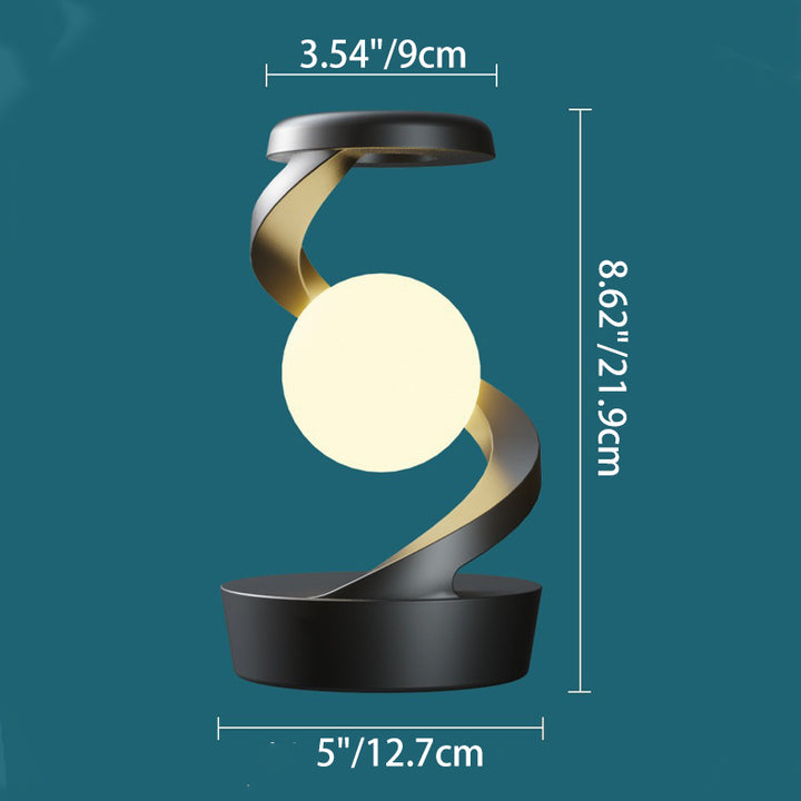Lampe de table LED en ABS rotative et lévitante Creative Orb contemporaine pour chambre à coucher 