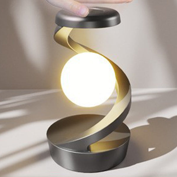 Lampe de table LED en ABS rotative et lévitante Creative Orb contemporaine pour chambre à coucher 