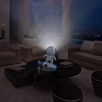 Zeitgenössische kreative Raketen-Astronauten-Projektions-PVC-ABS-LED-Tischlampe für das Schlafzimmer 