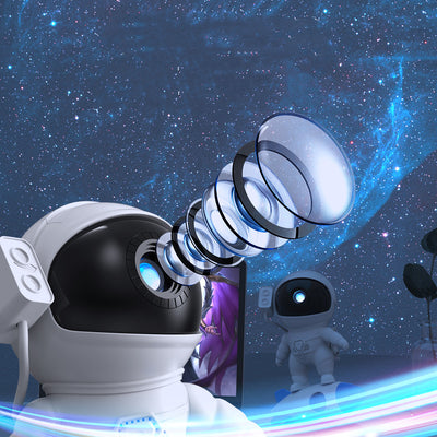 Zeitgenössische kreative Raketen-Astronauten-Projektions-PVC-ABS-LED-Tischlampe für das Schlafzimmer 