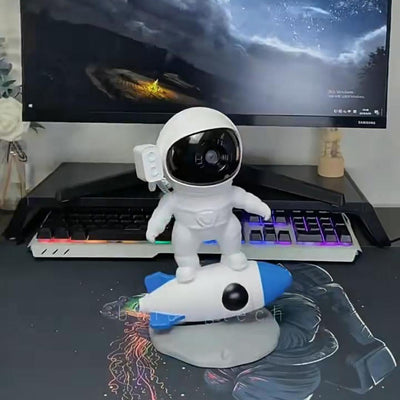 Zeitgenössische kreative Raketen-Astronauten-Projektions-PVC-ABS-LED-Tischlampe für das Schlafzimmer 