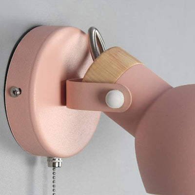 Moderne minimalistische runde Löffelform Metall Holz 1-Licht Wandleuchte für Schlafzimmer 