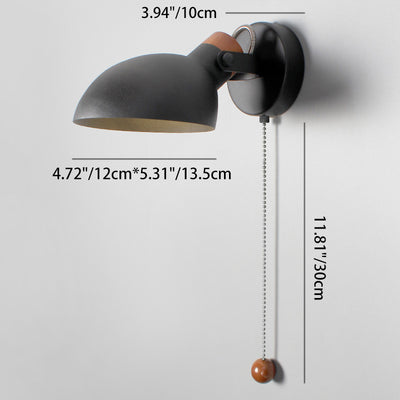 Moderne minimalistische runde Löffelform Metall Holz 1-Licht Wandleuchte für Schlafzimmer 