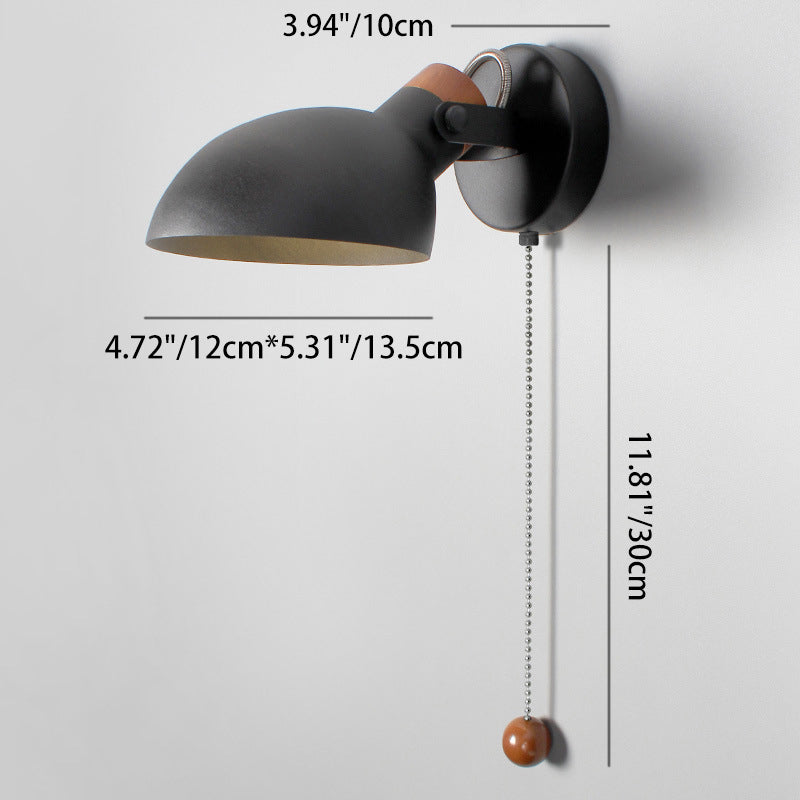 Moderne minimalistische runde Löffelform Metall Holz 1-Licht Wandleuchte für Schlafzimmer 
