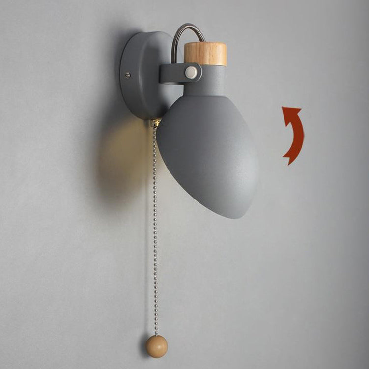 Moderne minimalistische runde Löffelform Metall Holz 1-Licht Wandleuchte für Schlafzimmer 
