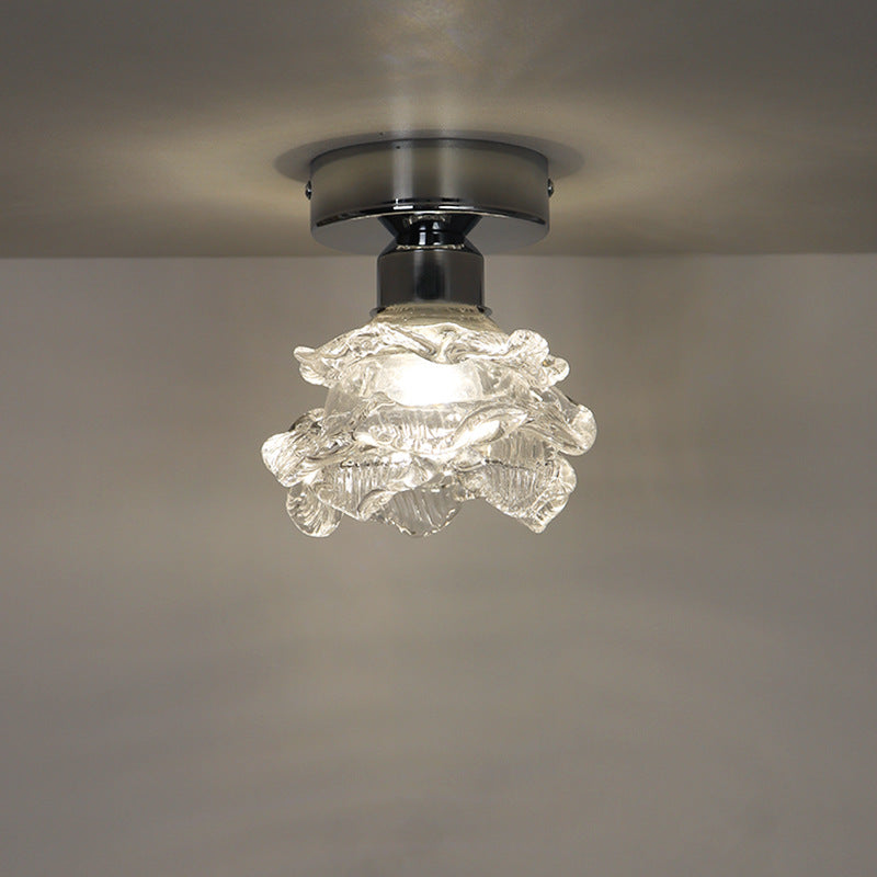 Moderne minimalistische Roseneisen-Glasleuchte 1-flammige Deckenleuchte für das Wohnzimmer 