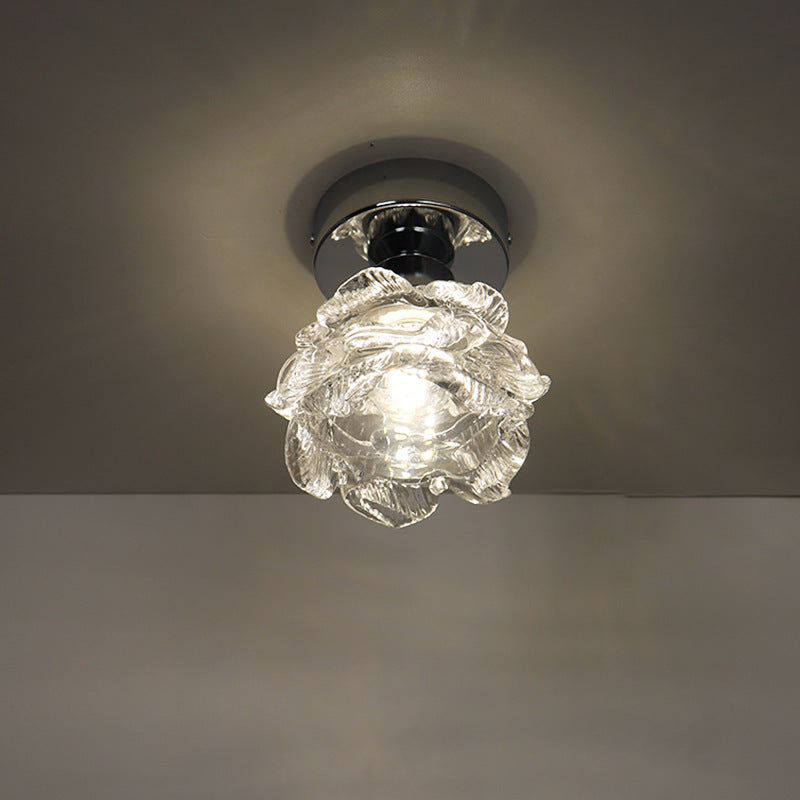 Moderne minimalistische Roseneisen-Glasleuchte 1-flammige Deckenleuchte für das Wohnzimmer 