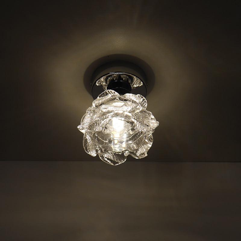 Moderne minimalistische Roseneisen-Glasleuchte 1-flammige Deckenleuchte für das Wohnzimmer 