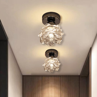 Moderne minimalistische Roseneisen-Glasleuchte 1-flammige Deckenleuchte für das Wohnzimmer 