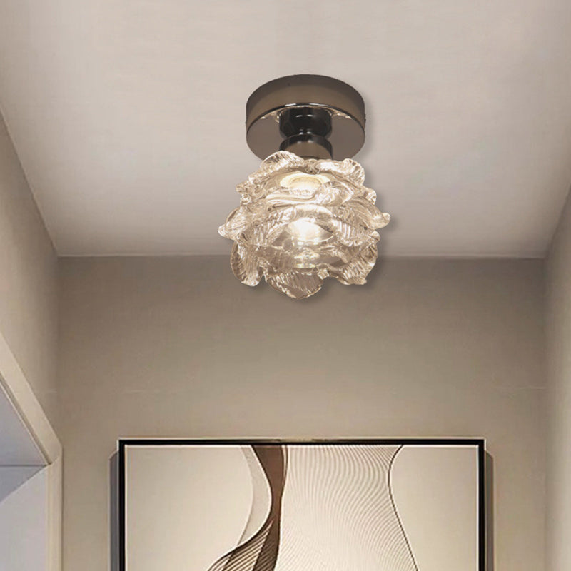 Moderne minimalistische Roseneisen-Glasleuchte 1-flammige Deckenleuchte für das Wohnzimmer 