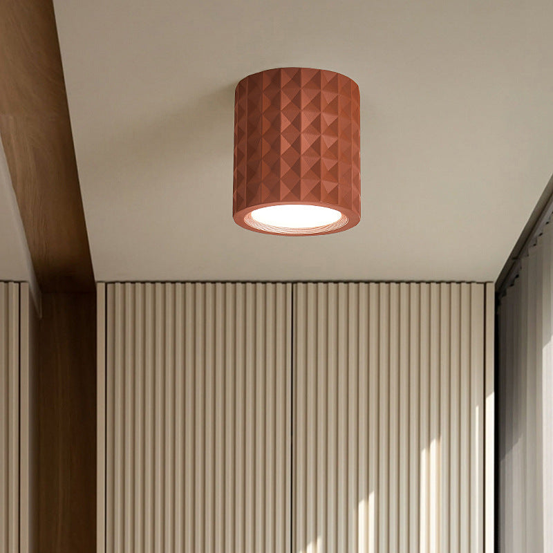 Plafonnier LED en acrylique résine cylindre rond traditionnel français pour salon 