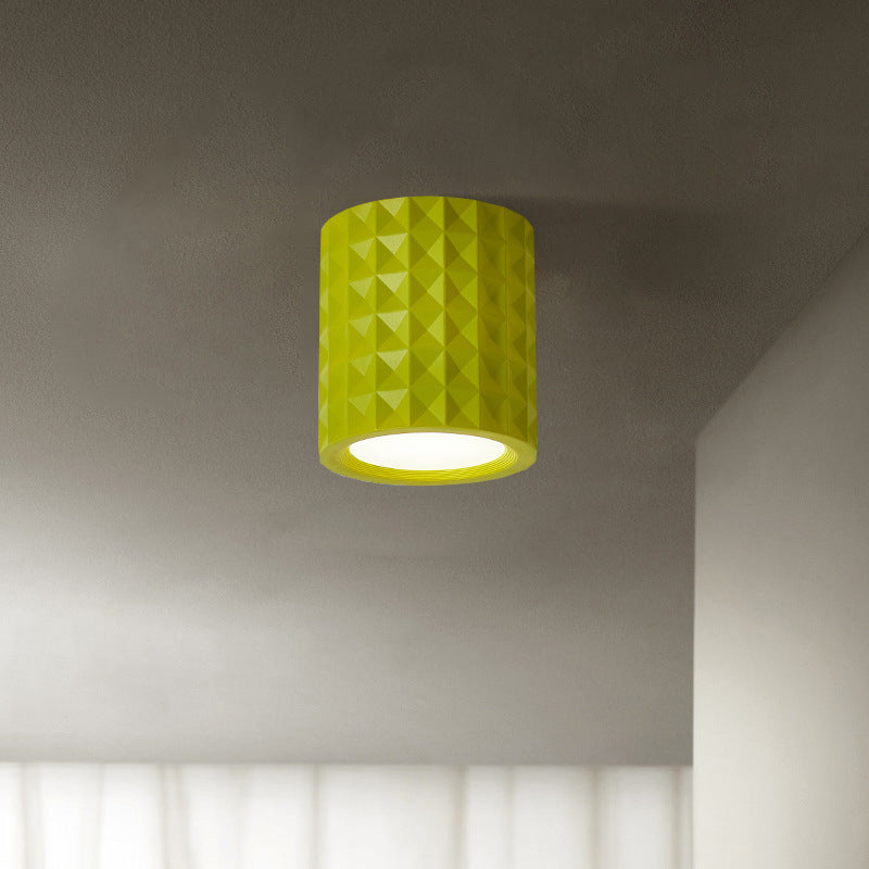 Plafonnier LED en acrylique résine cylindre rond traditionnel français pour salon 