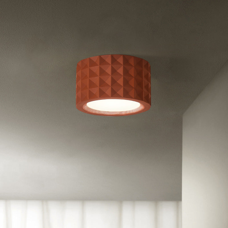 Plafonnier LED en acrylique résine cylindre rond traditionnel français pour salon 