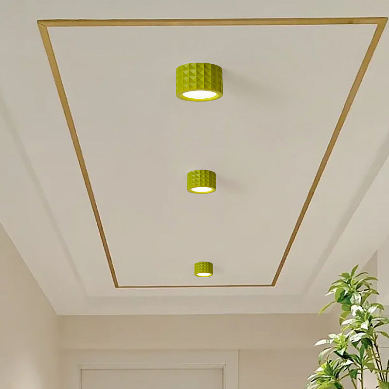 Plafonnier LED en acrylique résine cylindre rond traditionnel français pour salon 