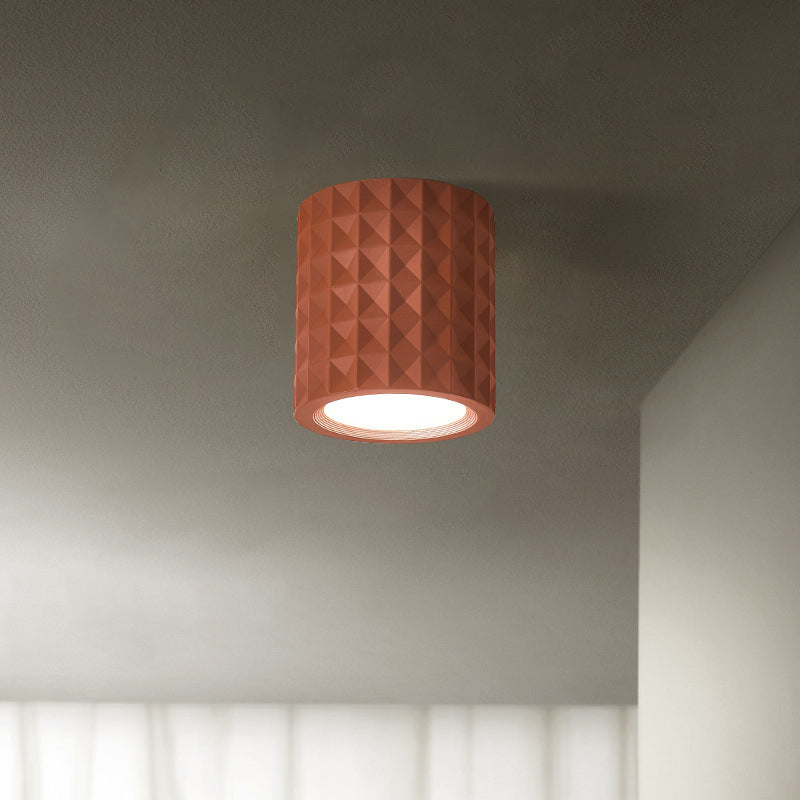 Plafonnier LED en acrylique résine cylindre rond traditionnel français pour salon 