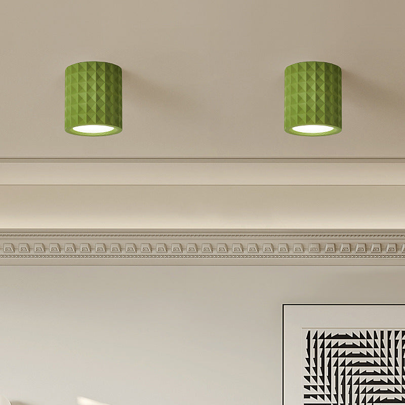 Plafonnier LED en acrylique résine cylindre rond traditionnel français pour salon 
