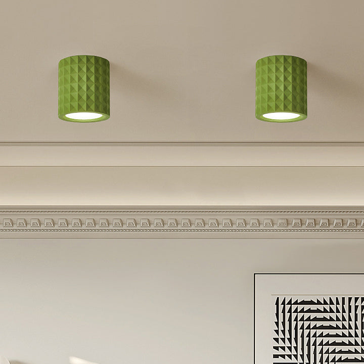 Plafonnier LED en acrylique résine cylindre rond traditionnel français pour salon 