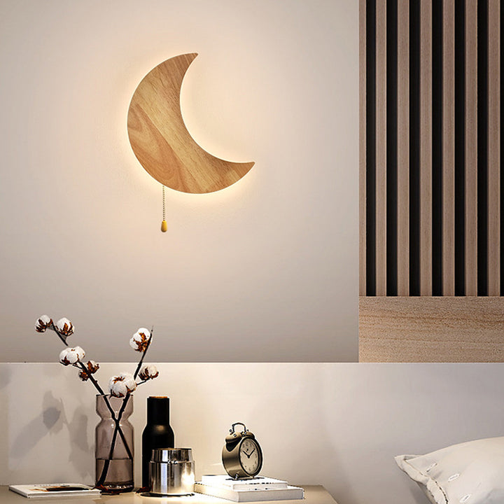 Lampe murale LED en acrylique et bois, minimaliste moderne, avec motif de lapin de lune pour chambre 