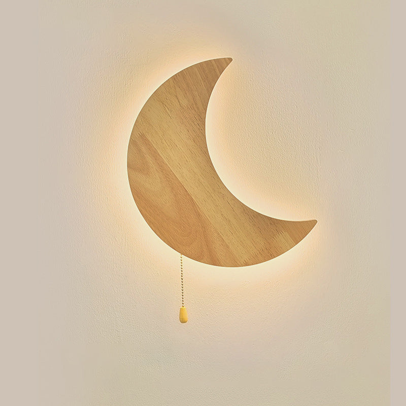 Lampe murale LED en acrylique et bois, minimaliste moderne, avec motif de lapin de lune pour chambre 