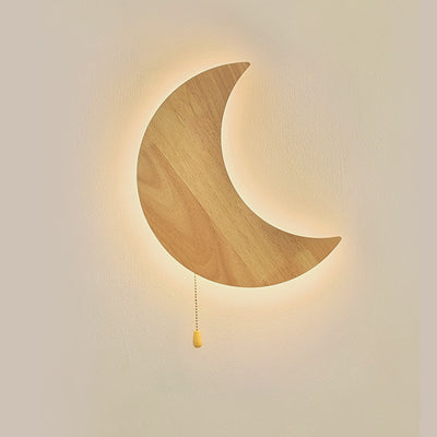 مصباح حائط LED أكريليك خشبي بتصميم أرنب القمر الحديث البسيط لغرفة النوم 
