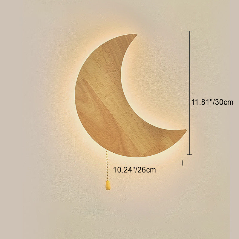 مصباح حائط LED أكريليك خشبي بتصميم أرنب القمر الحديث البسيط لغرفة النوم 