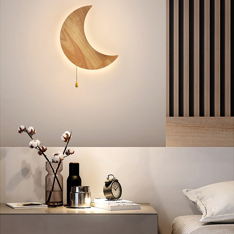 Lampe murale LED en acrylique et bois, minimaliste moderne, avec motif de lapin de lune pour chambre 