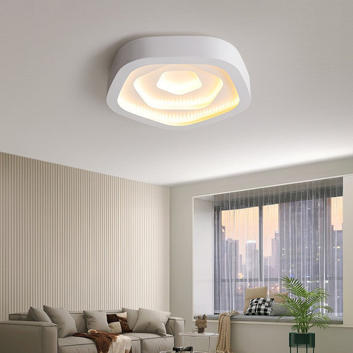 Plafonnier LED à montage encastré avec abat-jour en PMMA pentagonal nordique contemporain en fer pour chambre à coucher 