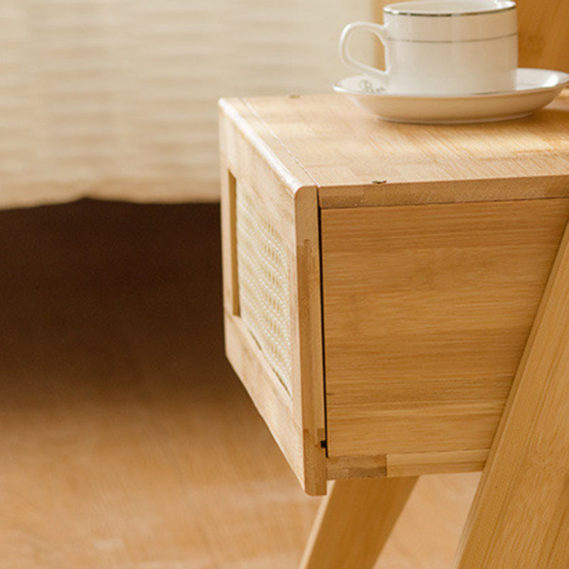 Moderner minimalistischer rechteckiger Bambus-ABS-Beistelltisch 2-stufig 1-Speicher für das Schlafzimmer 