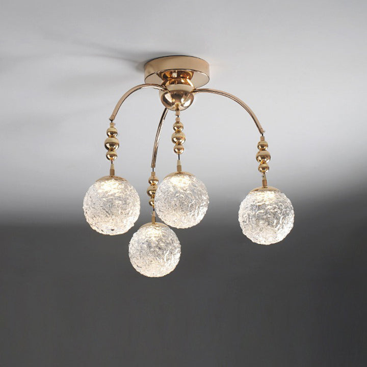Zeitgenössische Nordische Ast Gebogene Stange Kugel Hardware Glas 4/7 Licht Semi-Flush-Montage Deckenleuchte Für Wohnzimmer 
