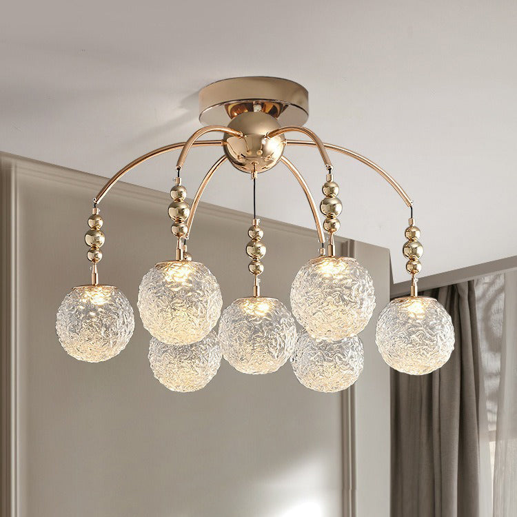 Zeitgenössische Nordische Ast Gebogene Stange Kugel Hardware Glas 4/7 Licht Semi-Flush-Montage Deckenleuchte Für Wohnzimmer 
