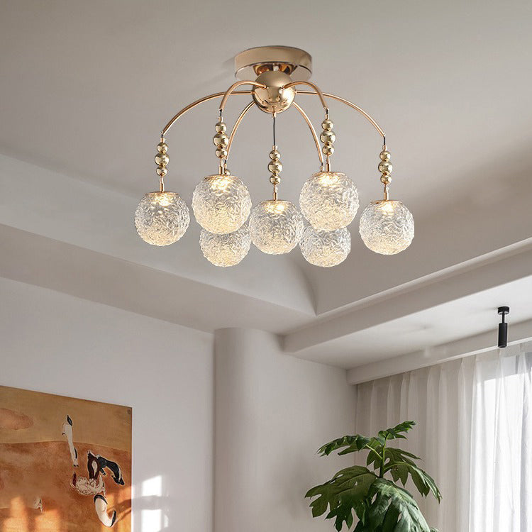 Zeitgenössische Nordische Ast Gebogene Stange Kugel Hardware Glas 4/7 Licht Semi-Flush-Montage Deckenleuchte Für Wohnzimmer 