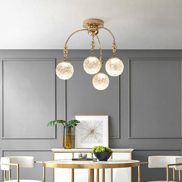 Zeitgenössische Nordische Ast Gebogene Stange Kugel Hardware Glas 4/7 Licht Semi-Flush-Montage Deckenleuchte Für Wohnzimmer 