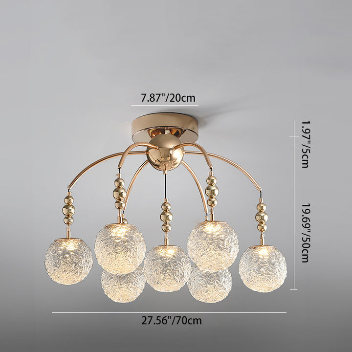 Zeitgenössische Nordische Ast Gebogene Stange Kugel Hardware Glas 4/7 Licht Semi-Flush-Montage Deckenleuchte Für Wohnzimmer 