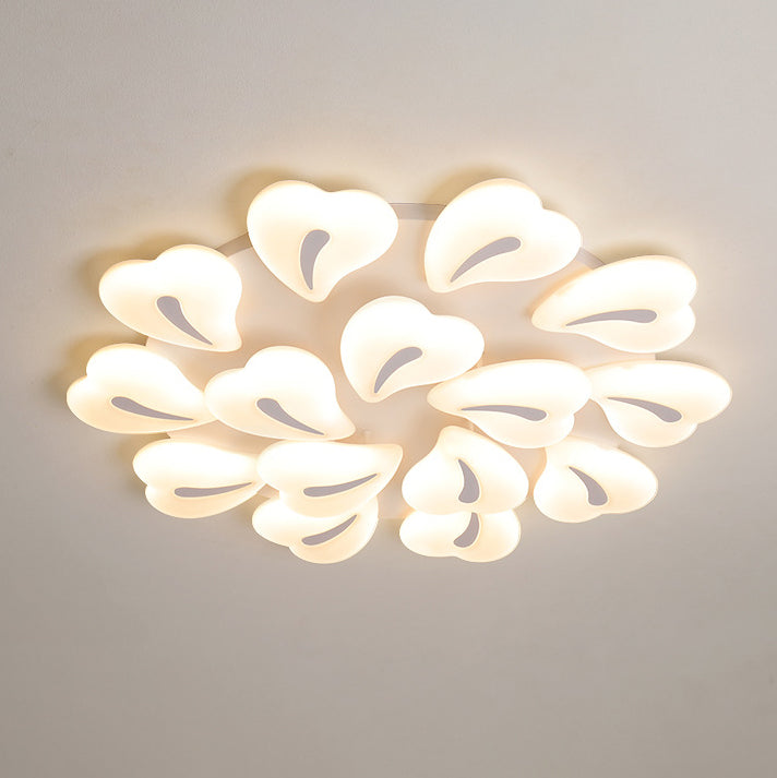 Lustre Plafonnier LED Semi-Encastré Moderne Minimaliste Cœur en Fer et Acrylique pour Salon 