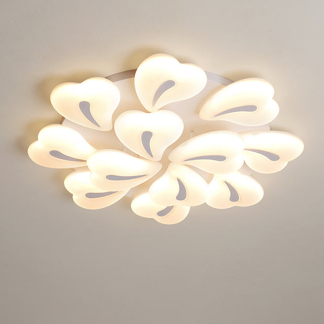 Lustre Plafonnier LED Semi-Encastré Moderne Minimaliste Cœur en Fer et Acrylique pour Salon 