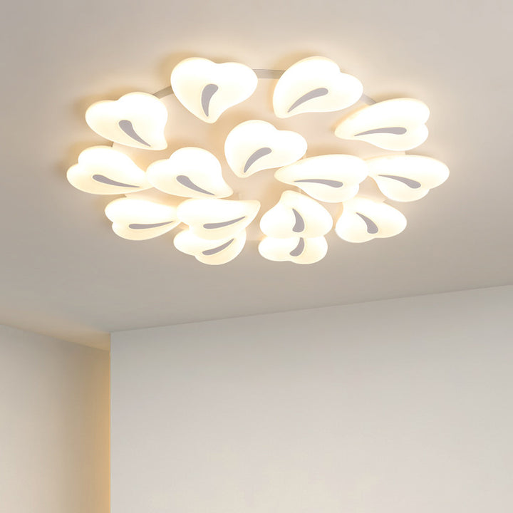 Lustre Plafonnier LED Semi-Encastré Moderne Minimaliste Cœur en Fer et Acrylique pour Salon 