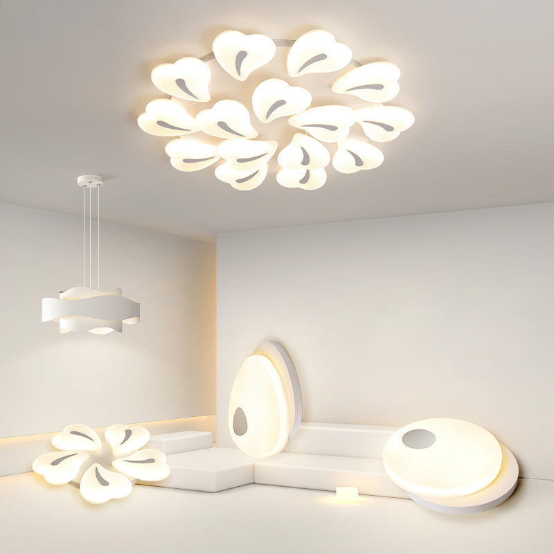 Lustre Plafonnier LED Semi-Encastré Moderne Minimaliste Cœur en Fer et Acrylique pour Salon 