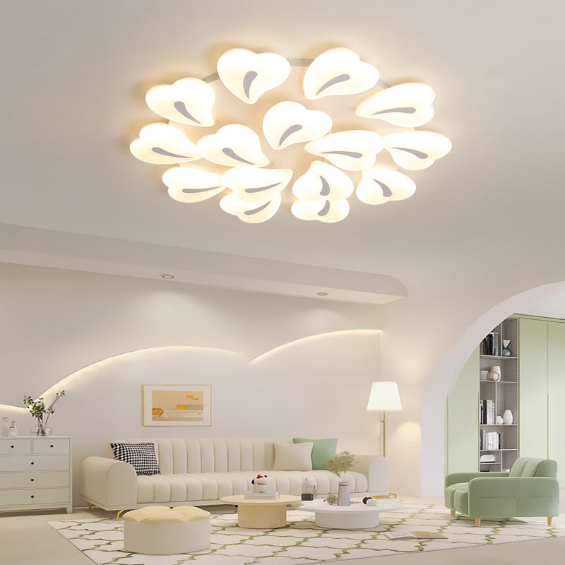 Lustre Plafonnier LED Semi-Encastré Moderne Minimaliste Cœur en Fer et Acrylique pour Salon 